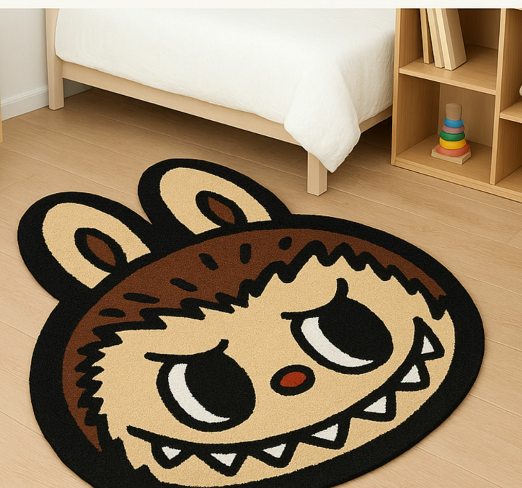 Classic brown Labubu kids rug - TenStickers