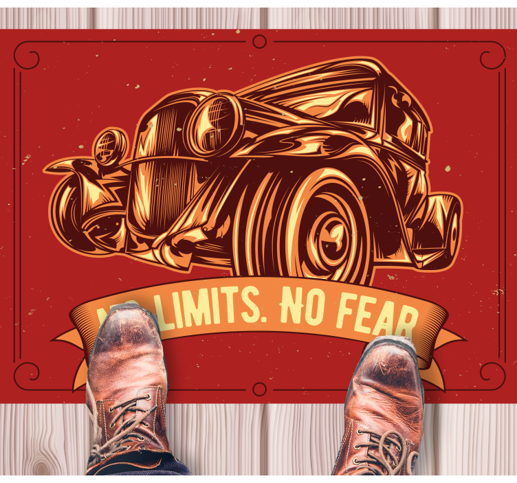 Classic car illustration quote rug - TenStickers