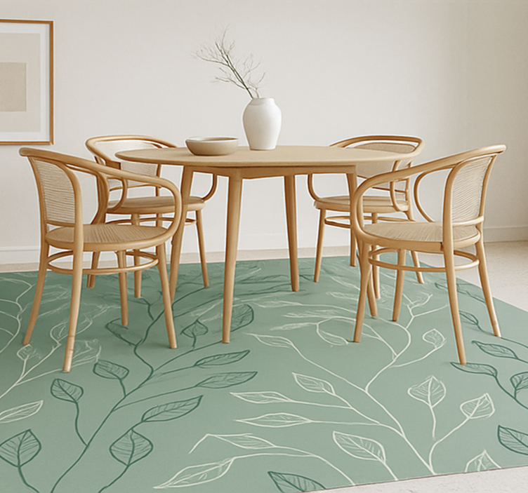 Clean Botanical Overlay dining room rug - TenStickers