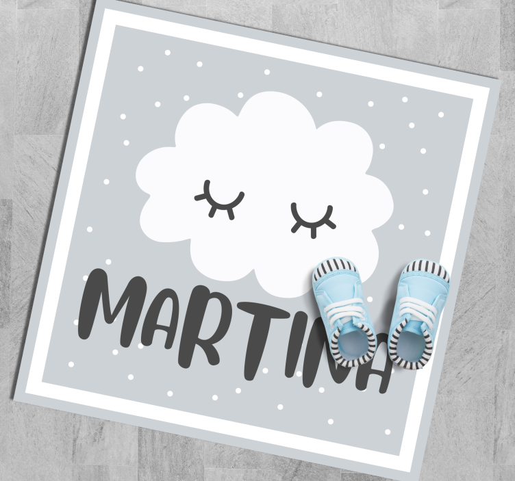 Gray Cloud With Name nursery rug - TenStickers