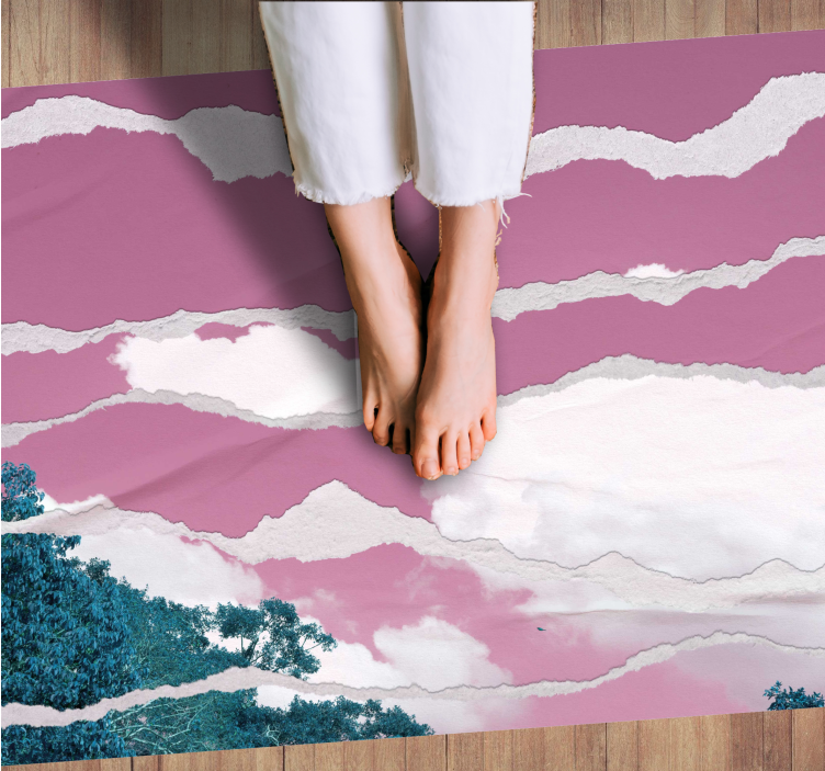 Pink ripped sky nature rug - TenStickers