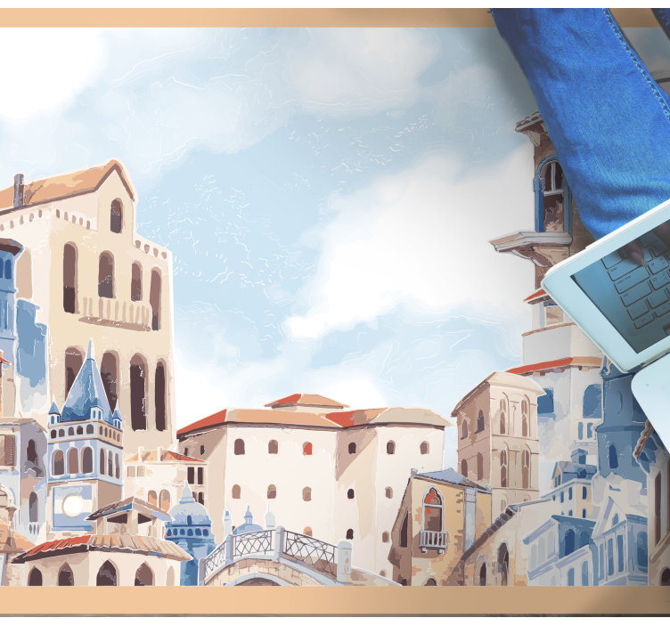 Coastal Cityscape bedroom carpet - TenStickers