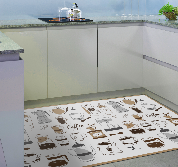 Coffee Essentials kitchen mat - TenStickers