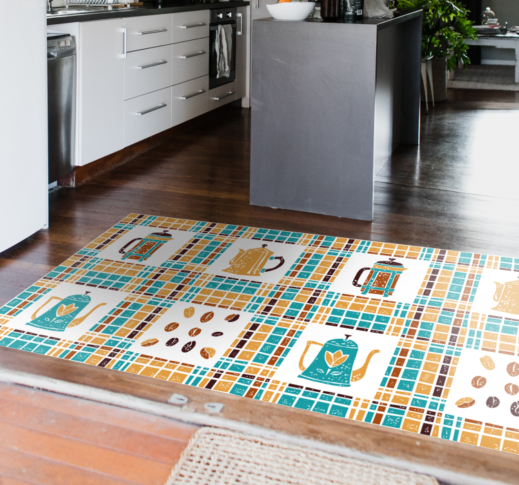 Coffee Pot Mosaic kitchen mat - TenStickers