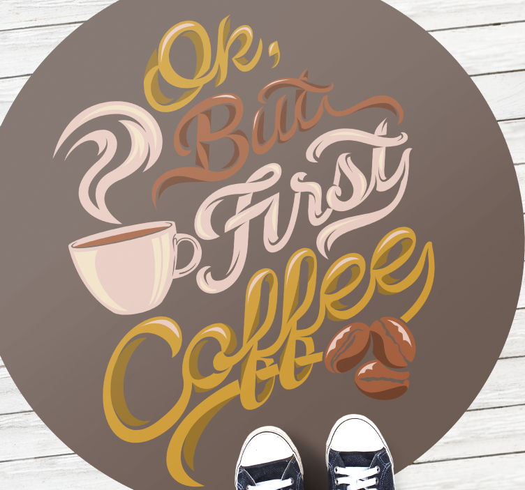 Coffee-Themed Typography quote rug - TenStickers