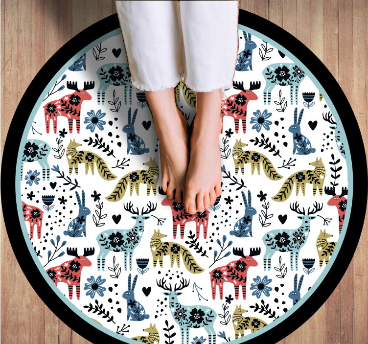 Colorful Animal Patterns nursery rug - TenStickers