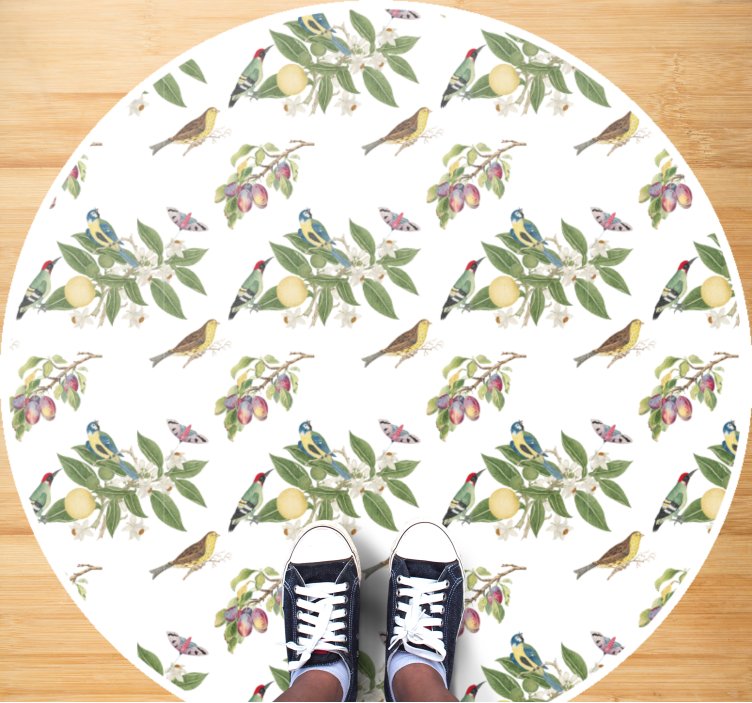 Colorful Bird Patterns circular rug - TenStickers