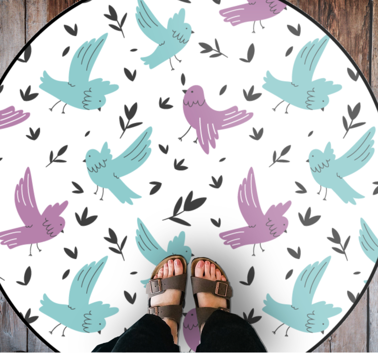 Blue and purple birds nature rug - TenStickers