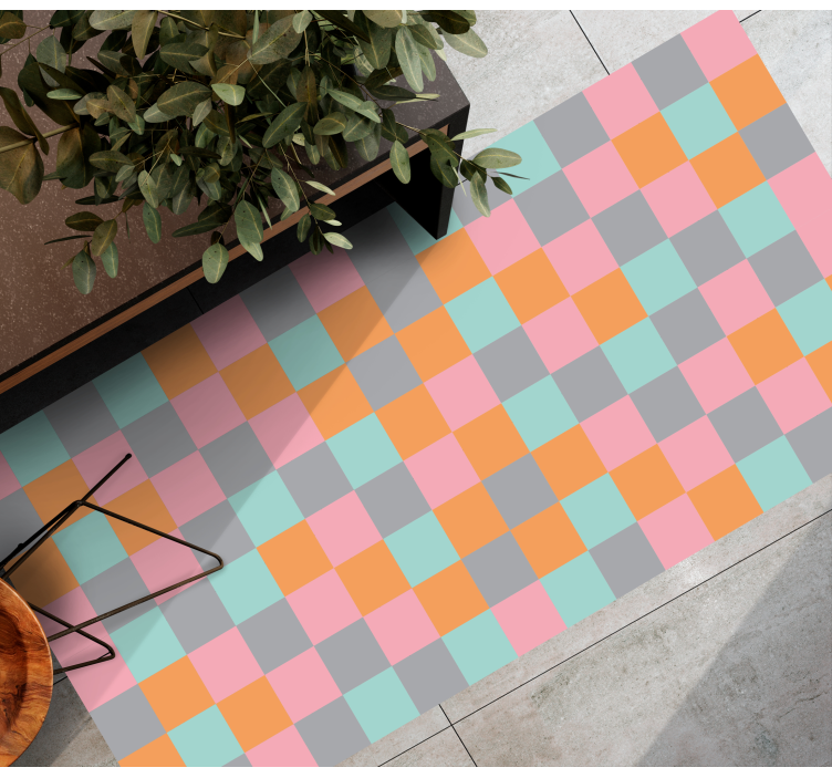 Colorful checkerboard geometric rug - TenStickers