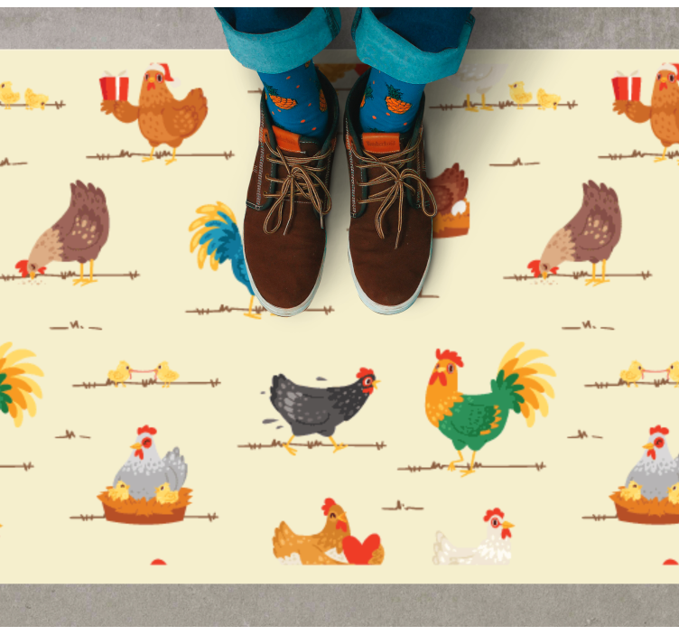 Colorful Chicken Patterns animal mat - TenStickers