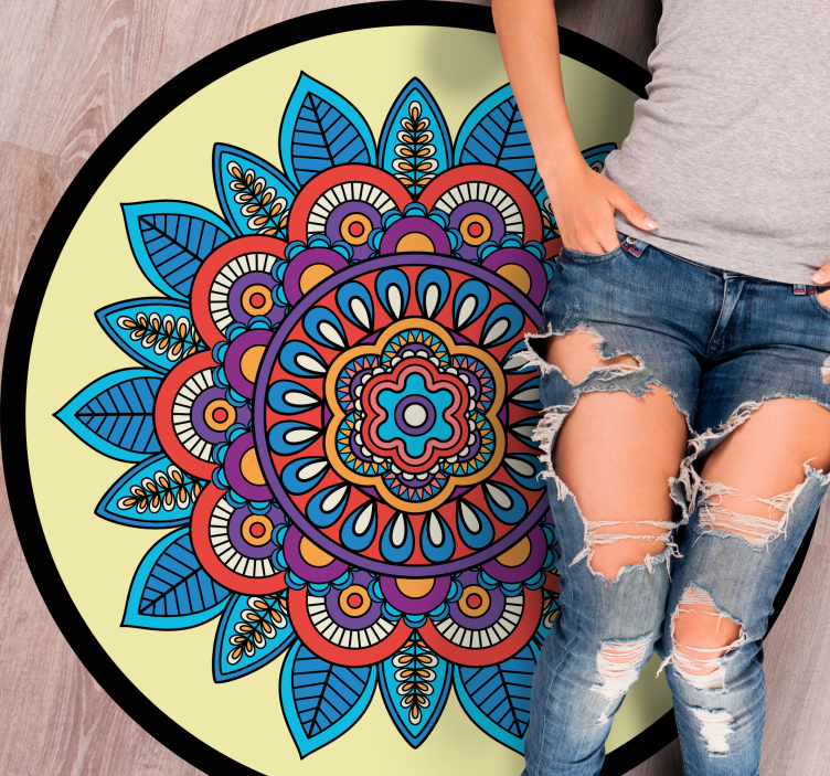Colorful Circular Motif mandala rug - TenStickers