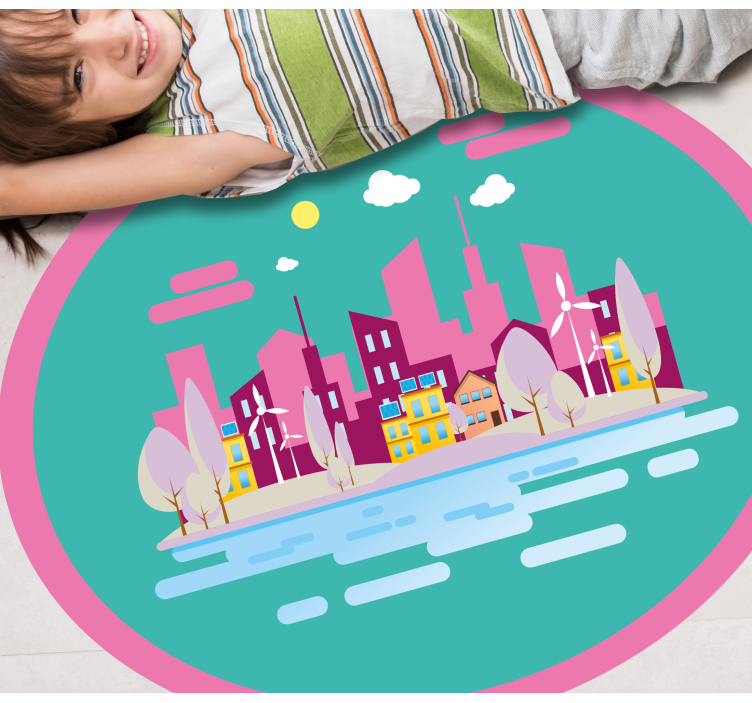 Colorful Cityscape kids rug - TenStickers