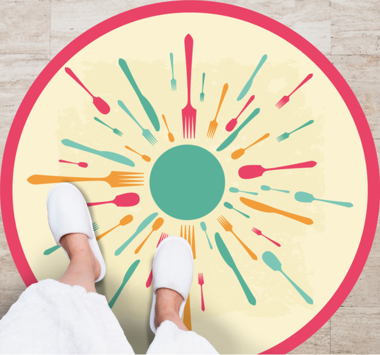 Colorful Cutlery Burst kitchen mat - TenStickers