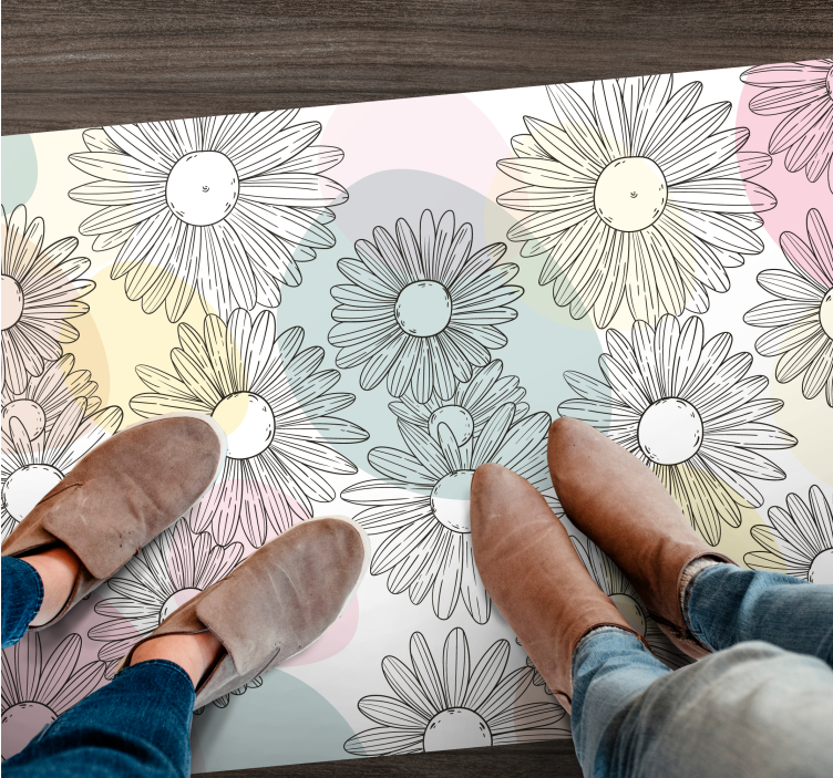 Aquarella daisy design floral rug - TenStickers