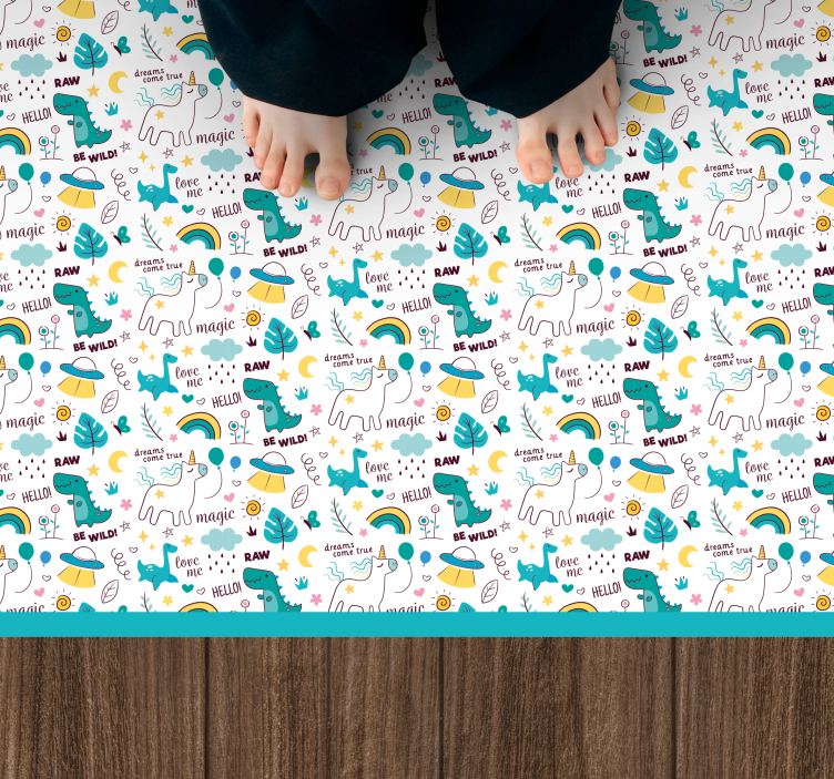 Colorful Dino Adventure nursery rug - TenStickers