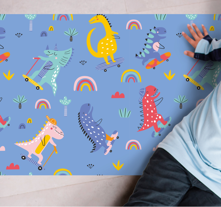 Colorful Dinosaur adventure kids carpet - TenStickers
