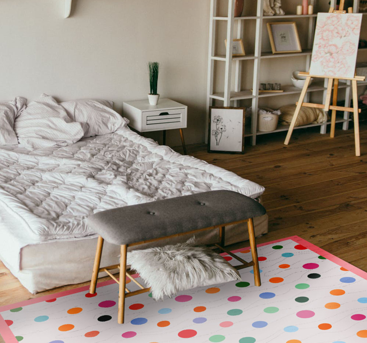 Colorful dot pattern bedroom carpet - TenStickers