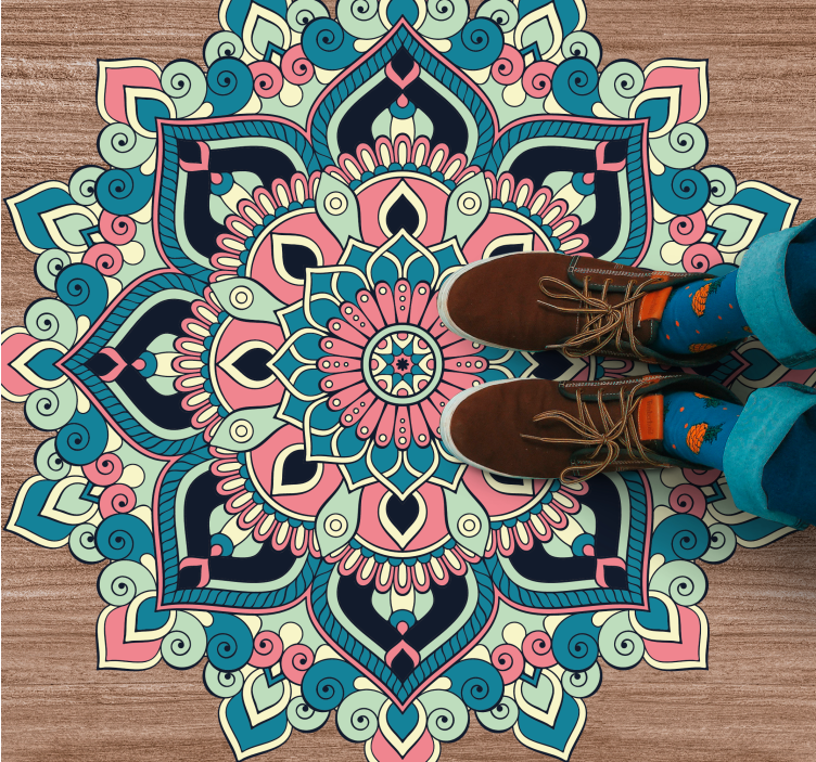 Colorful floral mandala rug - TenStickers