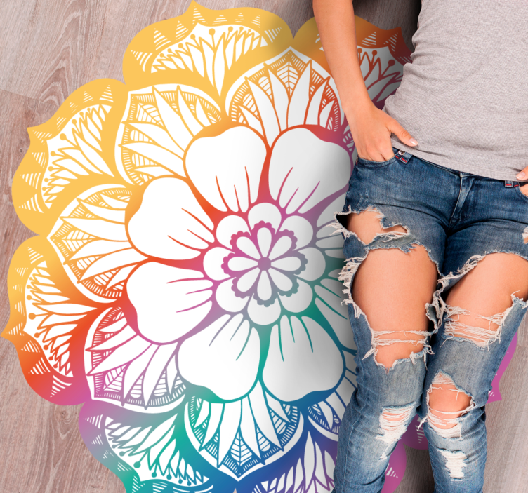 Colorful Floral Motif mandala rug - TenStickers