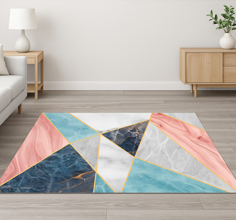 Colorful geometric design marble rug - TenStickers
