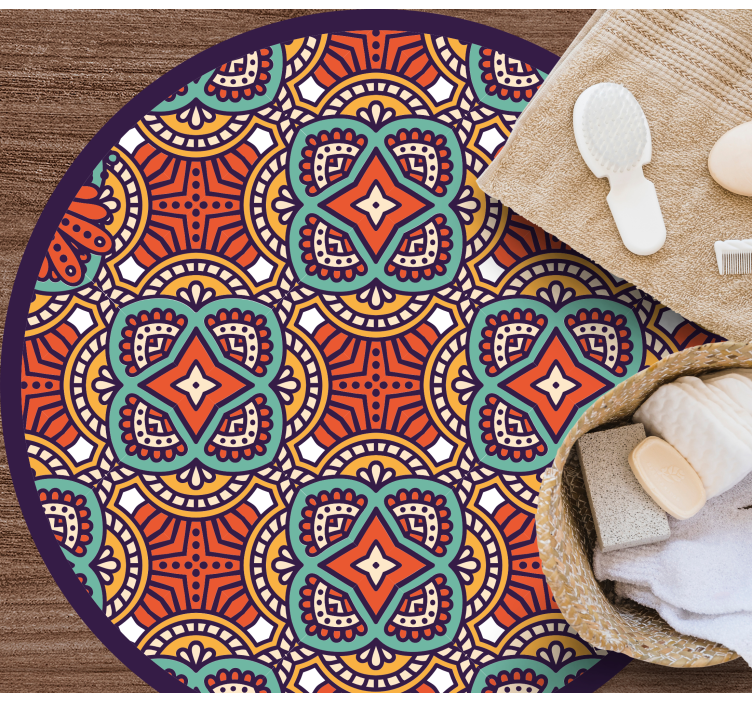 Colorful Geometric Harmony mandala rug - TenStickers