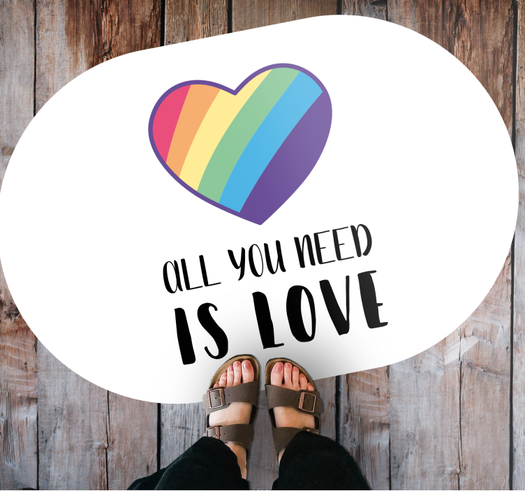 Colorful Heart Message quote rug - TenStickers