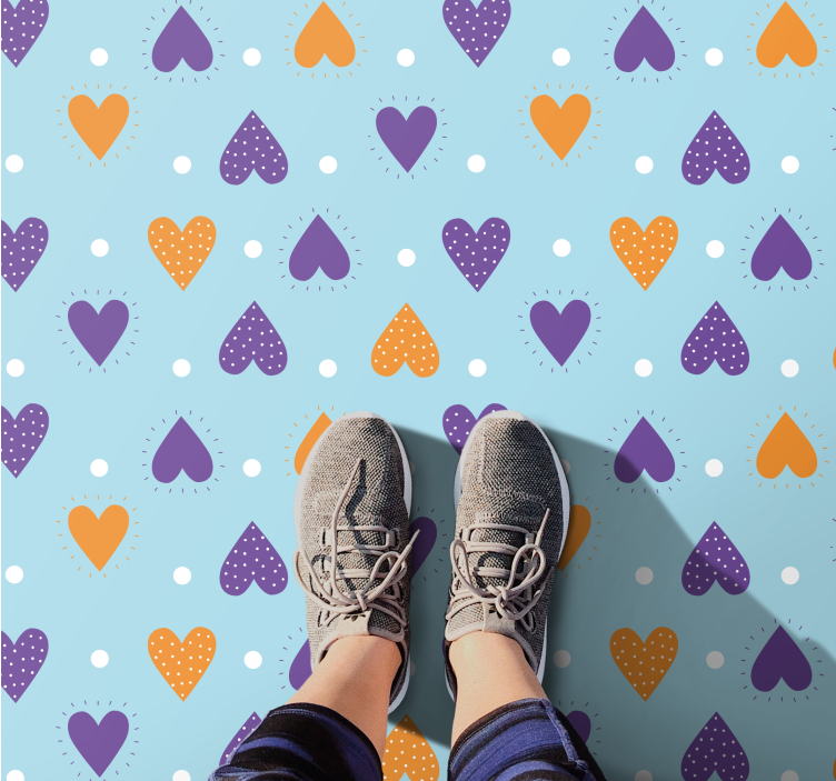 Colorful heart pattern teenage bedroom rug - TenStickers
