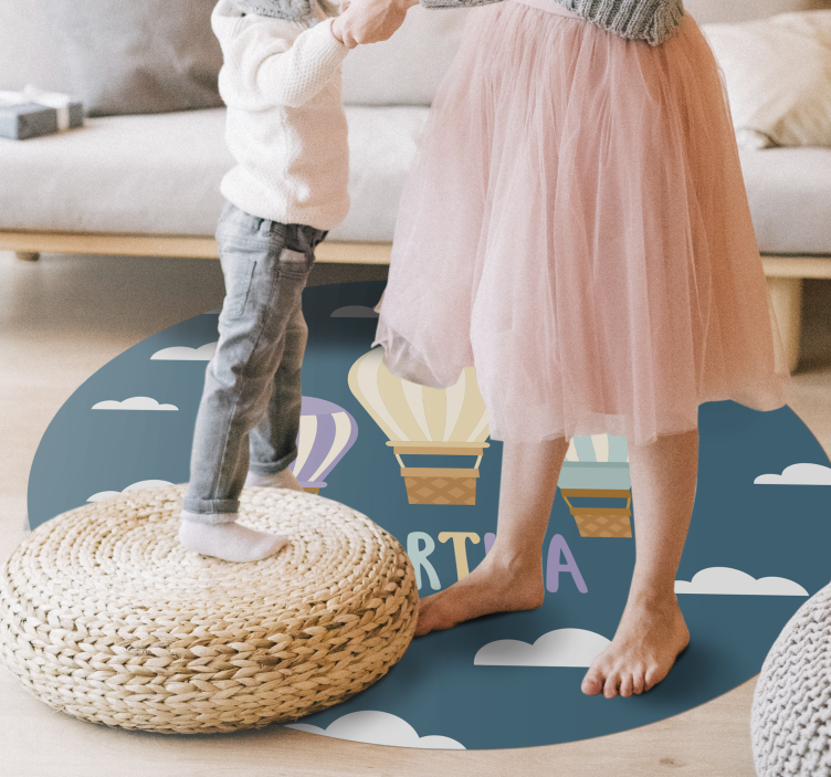 Air balloons with name kids rug - TenStickers