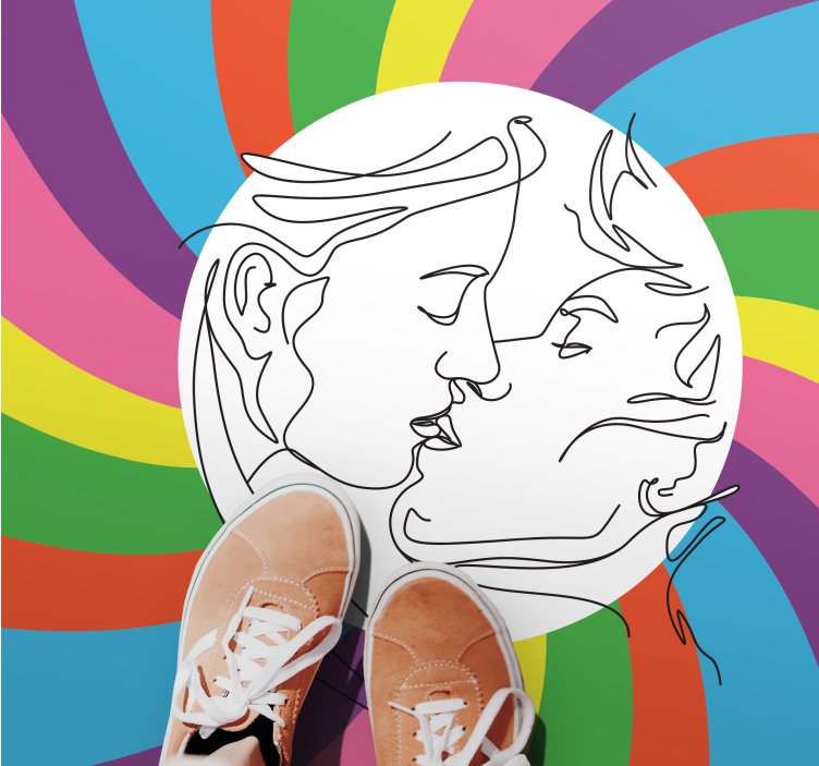 Colorful Kiss Silhouette kids rug - TenStickers