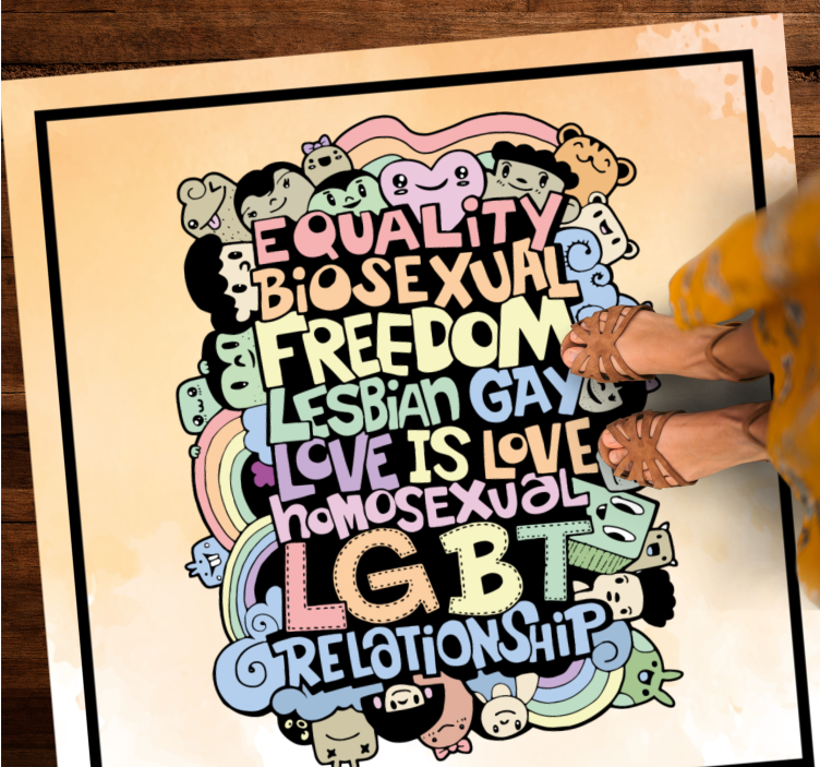 Colorful LGBT Message quote rug - TenStickers
