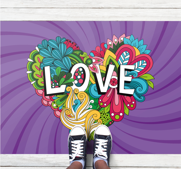 Colorful Love Illustration quote rug - TenStickers