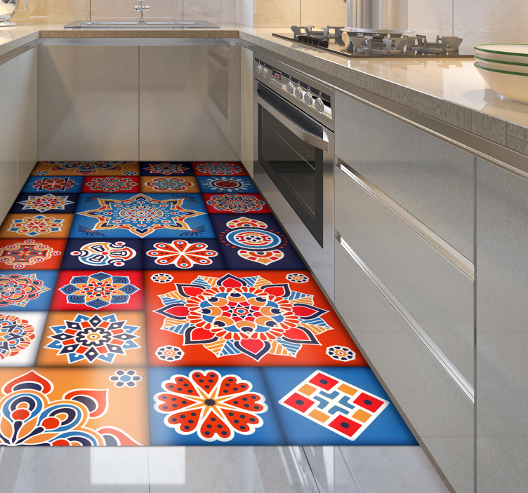 Colorful Mandala Tiles tile carpet - TenStickers