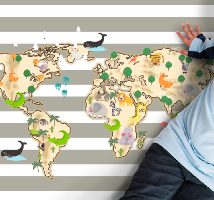 Colorful Animal Illustration map rug - TenStickers