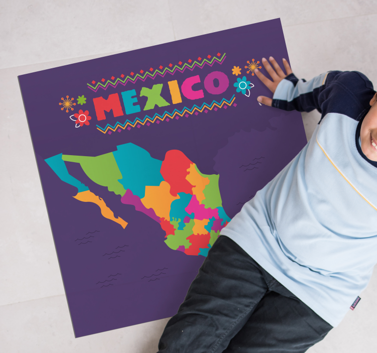 Colorful Mexico Map map rug - TenStickers