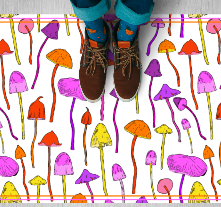 Colorful Mushroom Illustrations nature rug - TenStickers