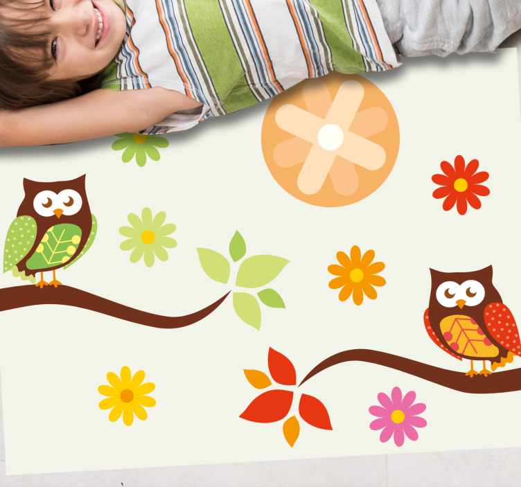 Colorful Nursery Owls kids rug - TenStickers