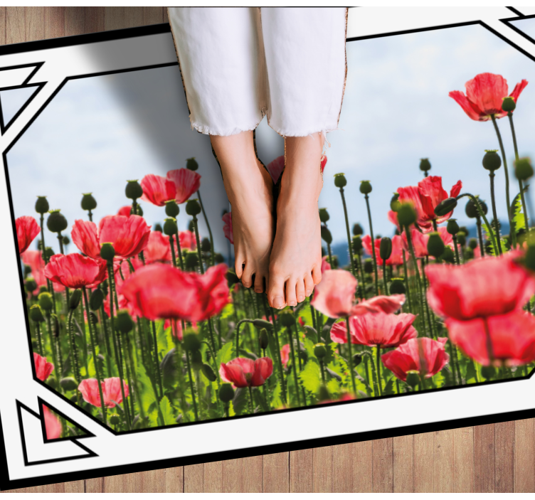 Colorful poppy field floral rug - TenStickers