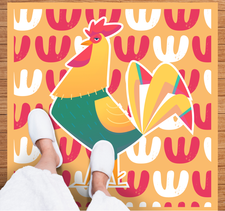 Colorful Rooster Art animal mat - TenStickers