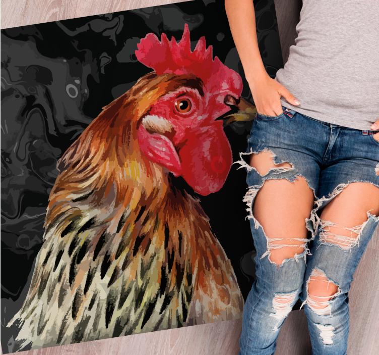Colorful Rooster Head animal print rug - TenStickers