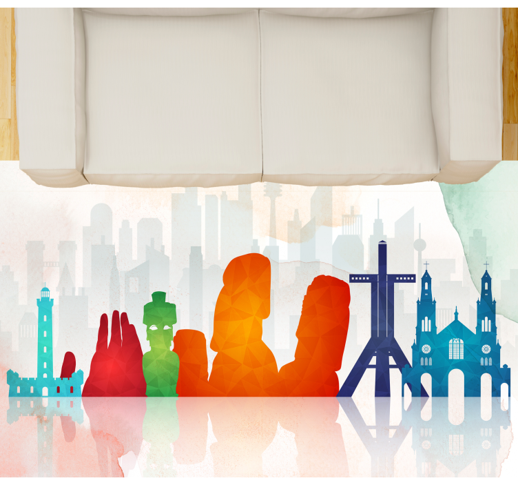 Colorful Skyline Silhouettes office carpet - TenStickers