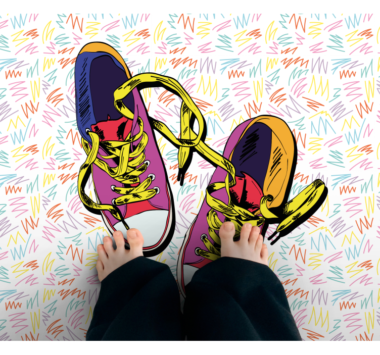 Colorful Sneaker Pattern teenage bedroom rug - TenStickers