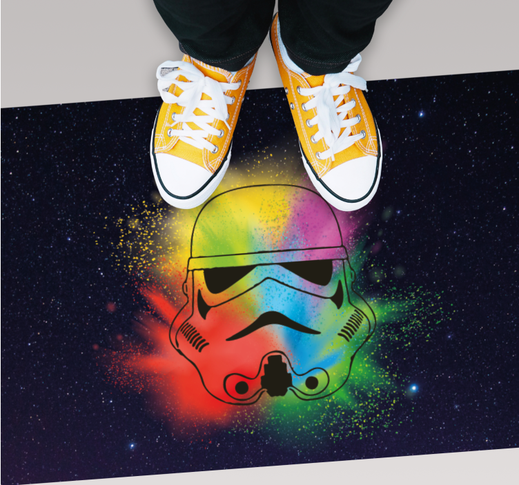 Colorful Stormtrooper Face kids rug - TenStickers