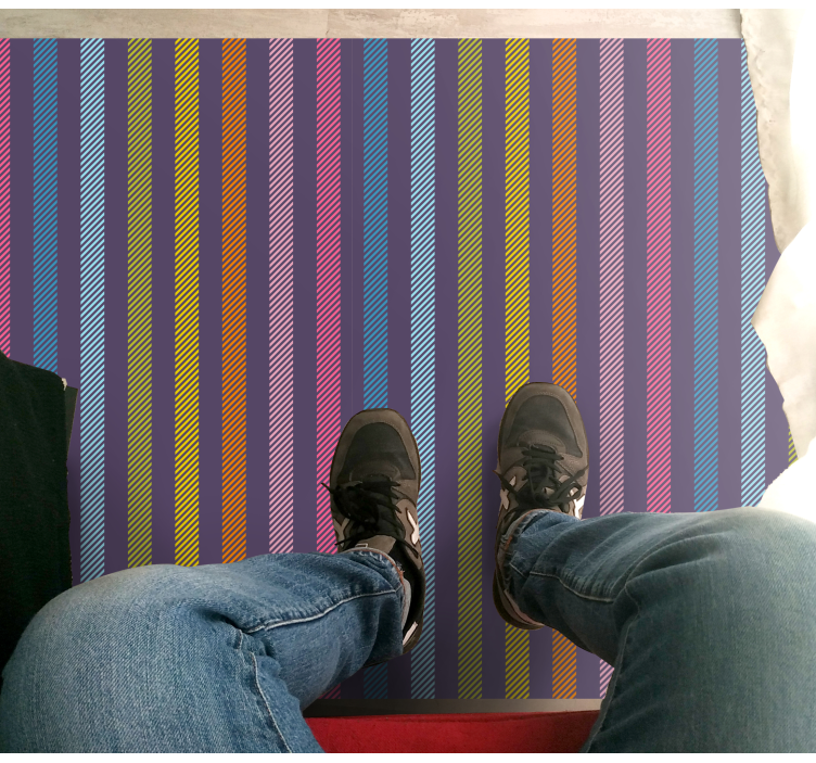 Thin multi-colored lines stripes rug - TenStickers