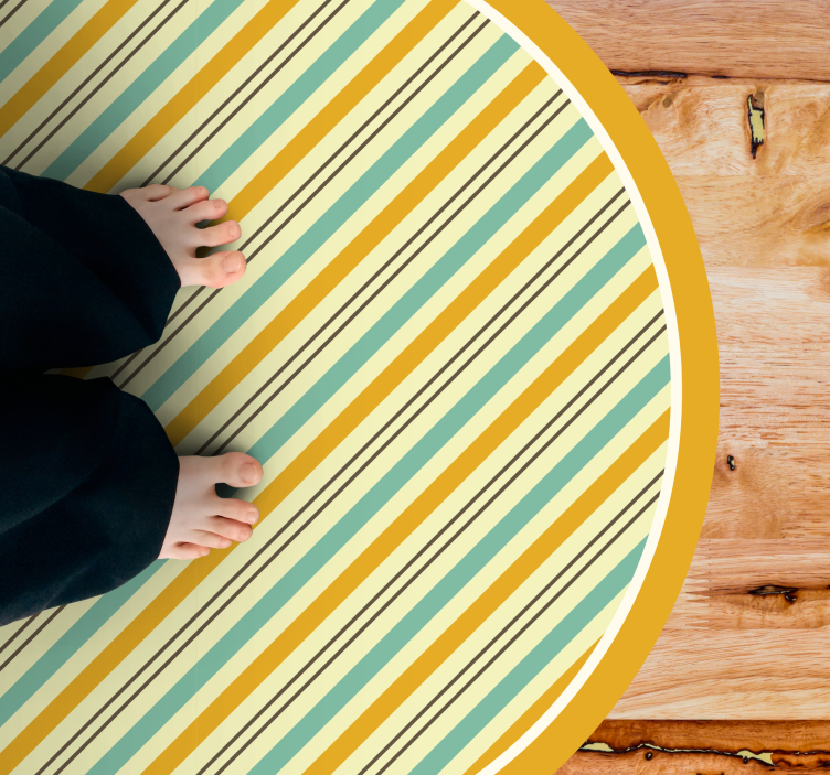 Stripes rug with circular yellow shades - TenStickers