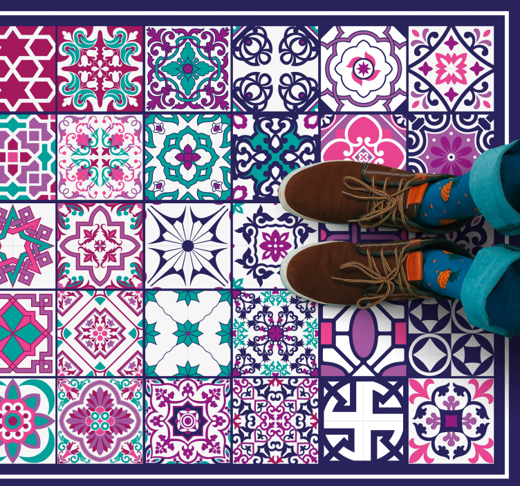Vibrant Tile Motifs tile carpet - TenStickers