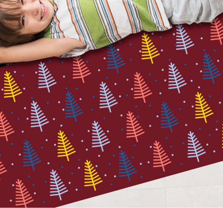 Red colorful trees christmas rug - TenStickers