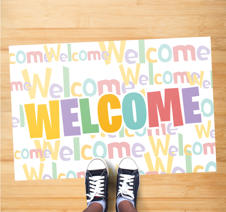 Colorful Welcome Typography quote rug - TenStickers