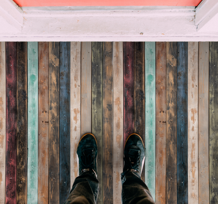 Colorful classic planks wood effect rug - TenStickers