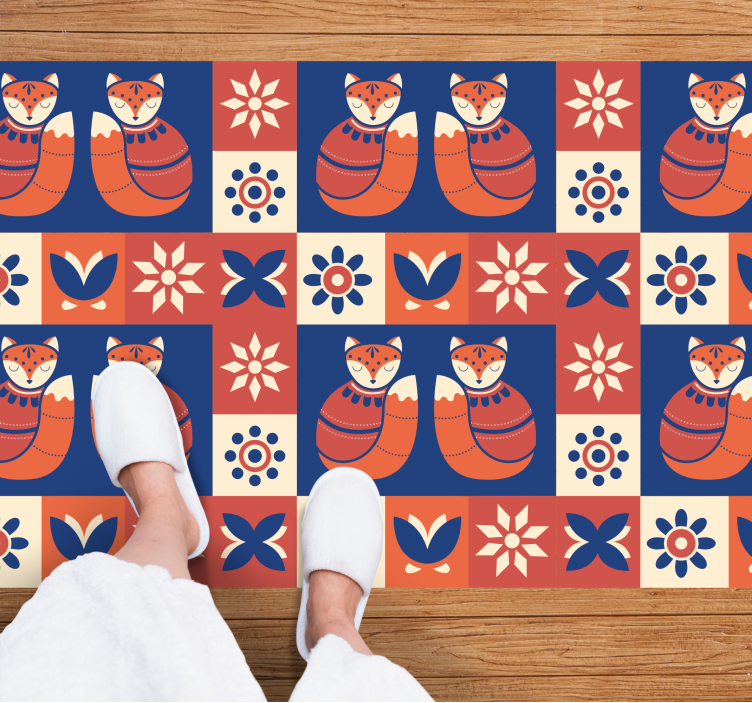 Colourful Fox Patterns kids rug - TenStickers