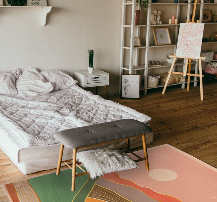 Colourful pastel landscape nordic vinyl rug - TenStickers